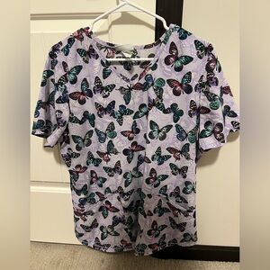 Scrubstar Multicolor Butterfly Scrub Top